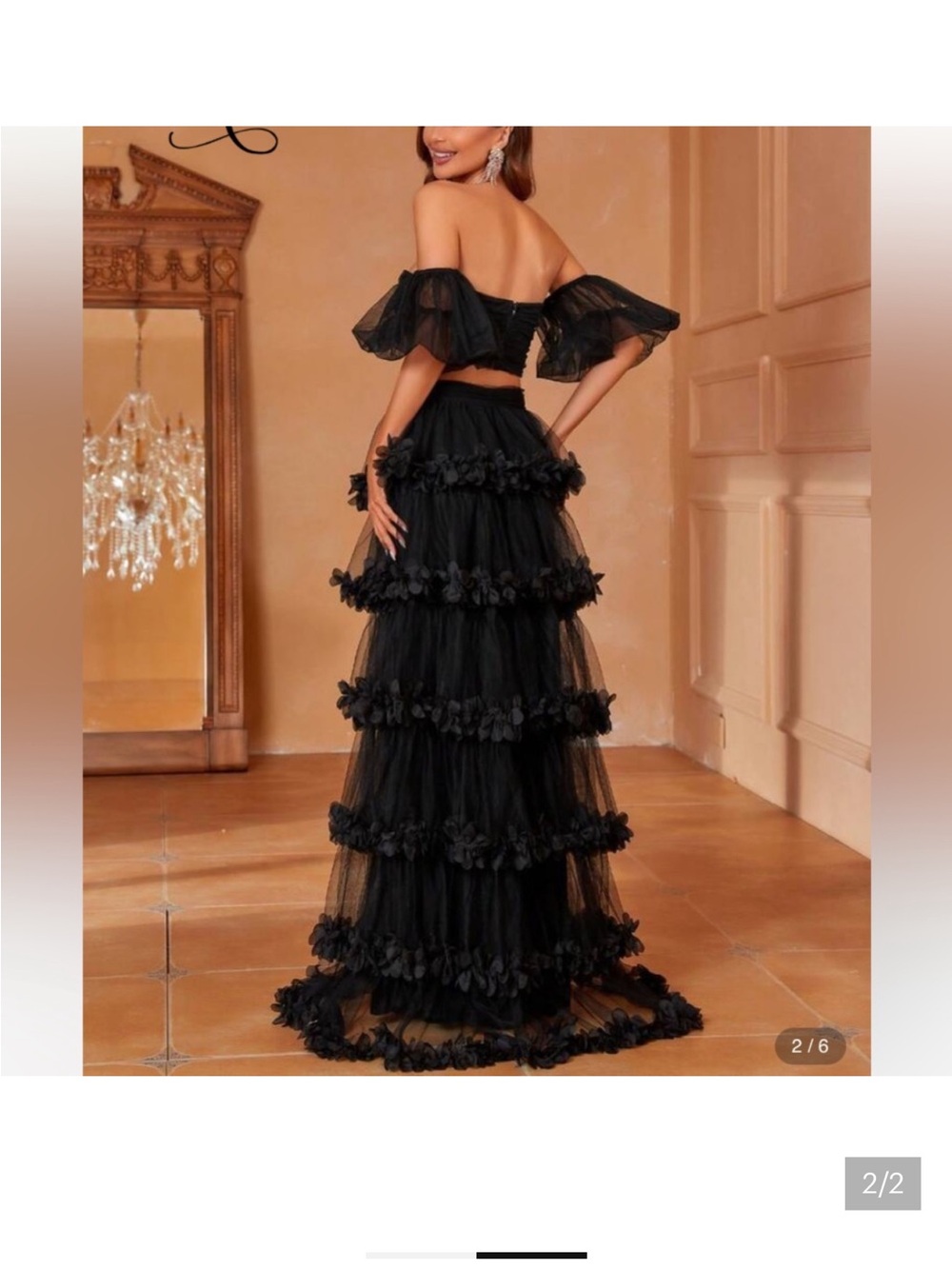 Black Tiered Tulle Maxi Skirt & Top